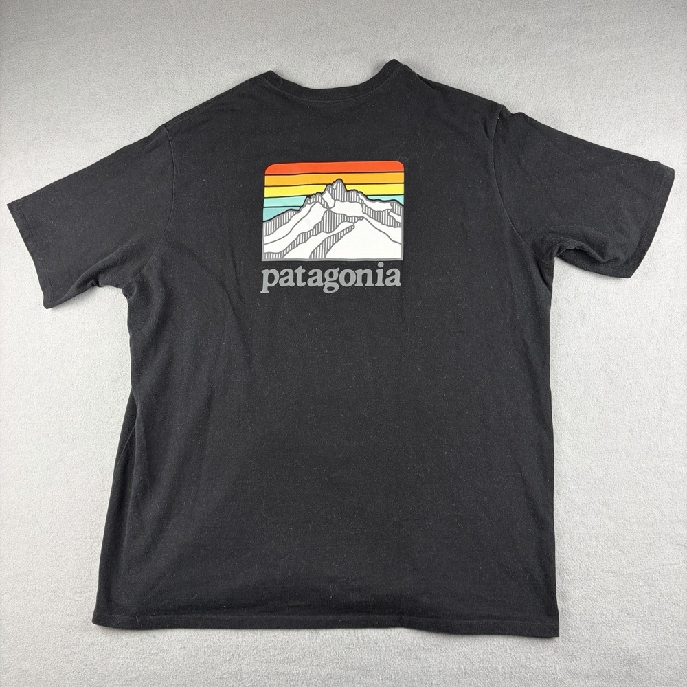 Patagonia Responsibili-Tee Men's XL Black Graphic Logo Pocket Crew Neck Tee